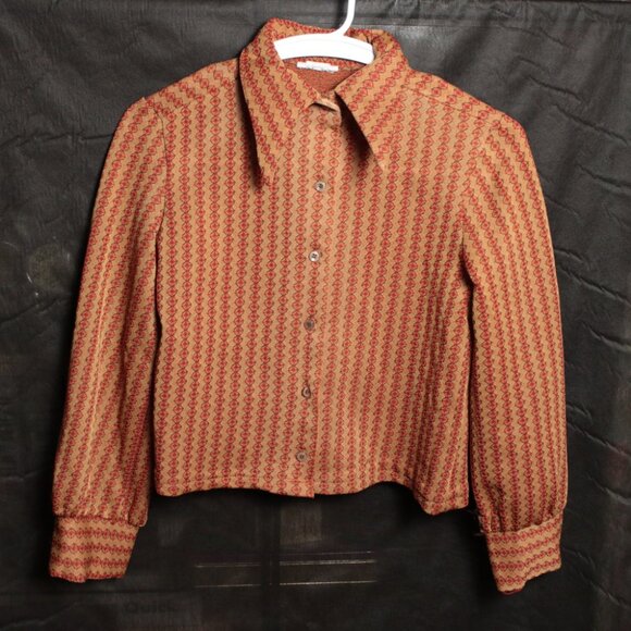 Vintage 70s Geometric Print Button Down Size S - Picture 1 of 10